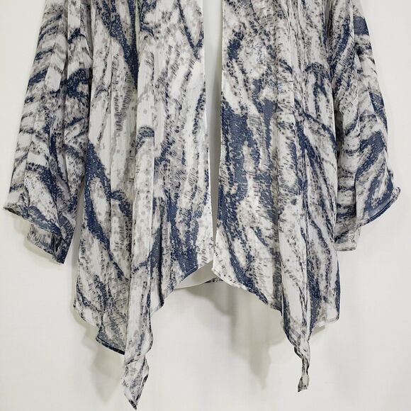 Studio Works Womens Cardigan Size Small Open Front 3/4 Sleeve Blue Gray Sheer - Picture 6 of 11